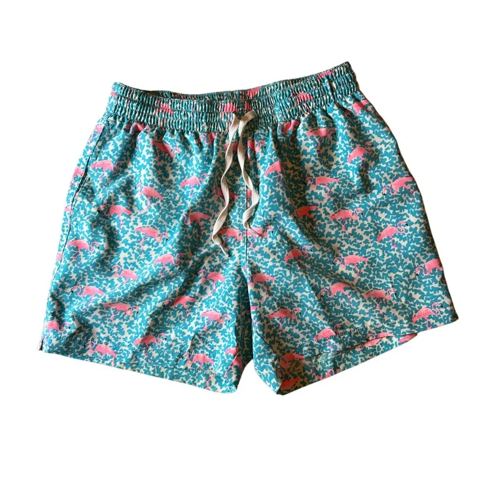 Chubbies Men’s‎ Flamingo Swim Trunks Blue Pink 5.5” Inseam Size Small